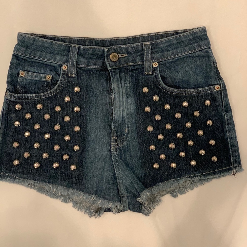 Carmar High-Wasted Studded Denim Shorts